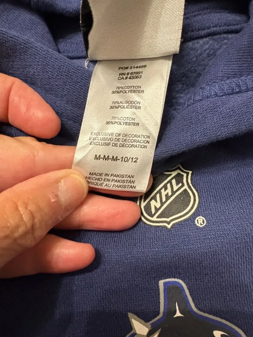 NWOT Vancouver Canucks Navy Hockey Hoodie M 10/12